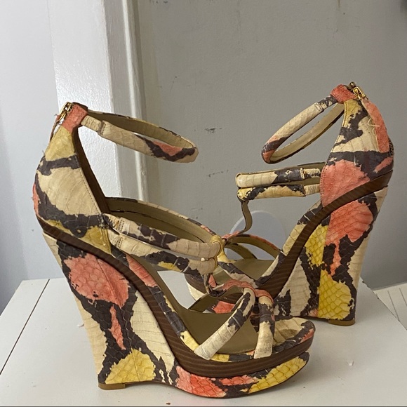 RACHEL ZOE KATIA SNAKESKIN WEDGE SANDAL 9 - Picture 5 of 6